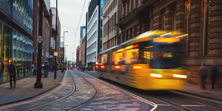 Tram in centrum Manchester
